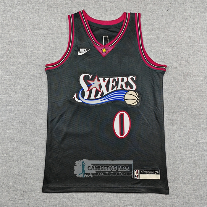 Camiseta Nino Philadelphia 76ers Tyrese Maxey NO 0 Classia 2025-26 Negro